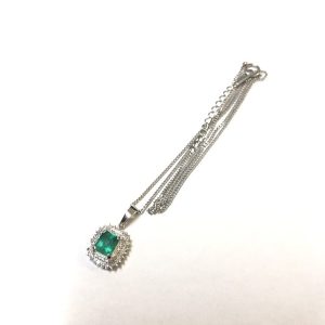 Pt850 エメラルド ダイヤモンド ネックレス プラチナ850