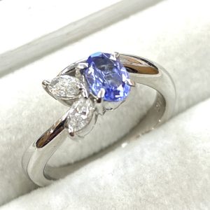 Pt900 プラチナ900 タンザナイト メレダイヤ リング