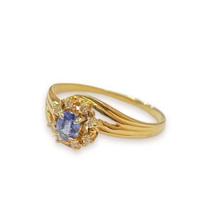 K18 18金 サファイア メレダイヤ リング