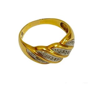 K18/Pt900 石付コンビリング