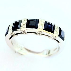 Pt900 サファイア ダイヤモンド リング