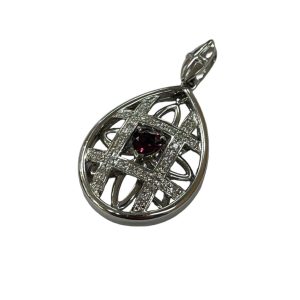 Pt900/プラチナ900  メレダイヤ トルマリン付き ネックレストップ ジュエリー