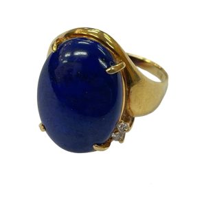 K18/18金 メレダイヤ付き ラピスラズリ リング