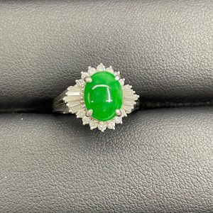 Pt900 翡翠 メレダイヤ リング