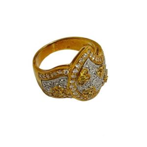 K18/Pt900 石付コンビリング