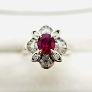 Pt900 ルビー メレダイヤ リング