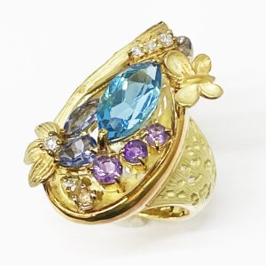 K18 リング アクアマリン