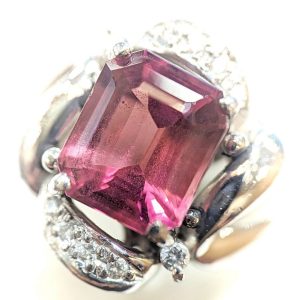 Pt900 ピンクトルマリンリング 3.07ct メレダイヤ0.11ct