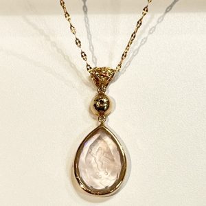 K18 18金 0.42ctダイヤモンド＆クォーツ ネックレス