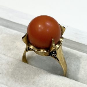K18 18金 赤珊瑚付きリング