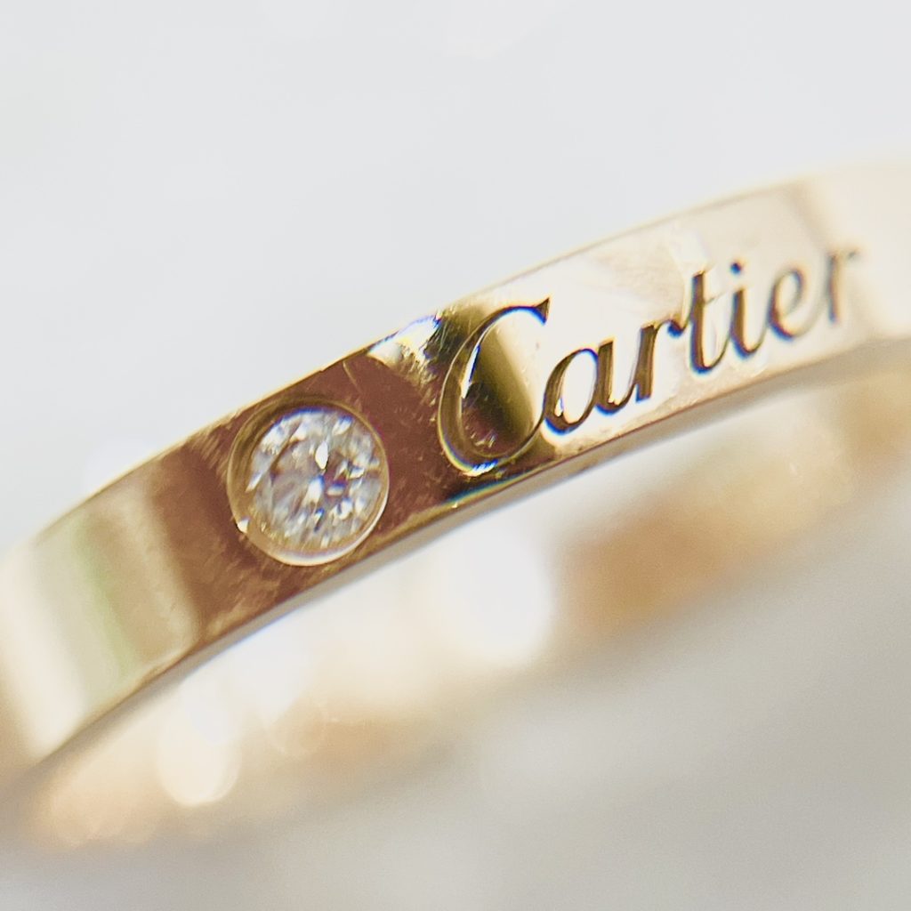 Cartier カルティエ K18 ワンポイントダイヤリング