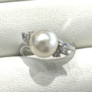 Pt900/プラチナ900 リング パール メレダイヤ リング
