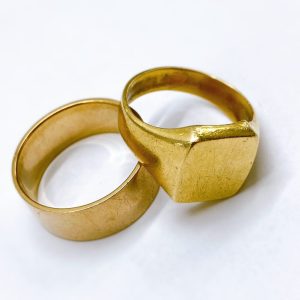 K18平打ちリング&K24印台リング