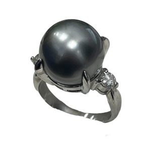 Pt900 リング 真珠 ダイヤモンド ジュエリー