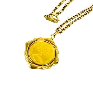 K18 コイン付きネックレス