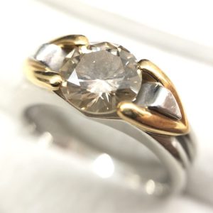 Pt900/K18 ブラウンダイヤモンド リング