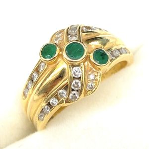 18金 K18 エメラルド ダイヤ リング