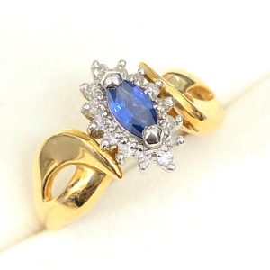 K18 18金 Pt850 プラチナ850 サファイア メレダイヤ リング