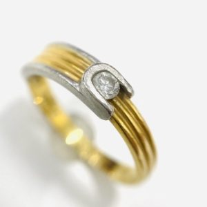 K18/Pt900 メレダイヤモンド 0.11ct付リング