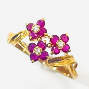 K18 ルビー0.24ct＆メレダイヤ0.03ctリング