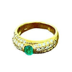 K18 18金 エメラルド メレダイヤ リング
