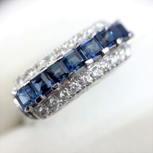 Pt850 プラチナ850 サファイア メレダイヤ リング