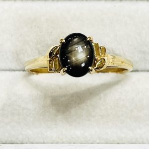 K18 18金 ブラックサファイア付きリング