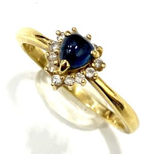 K18 サファイア&メレダイヤモンド付きリング