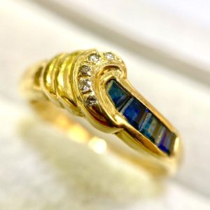 K18(18金) サファイア メレダイヤ リング