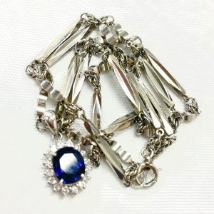 サファイア ダイヤモンド Pt900 Pt850プラチナ ネックレス