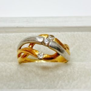 K18 Pt900 コンビ ダイヤモン ドリング