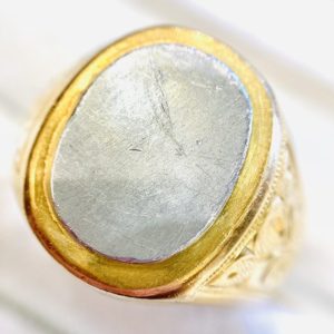 K18 Pt900 印台リング