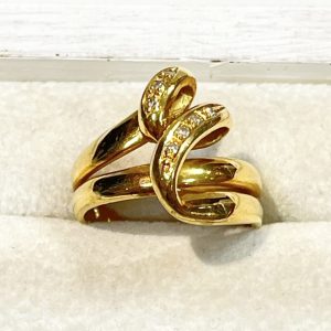 K18 18金 メレダイヤ付きリング