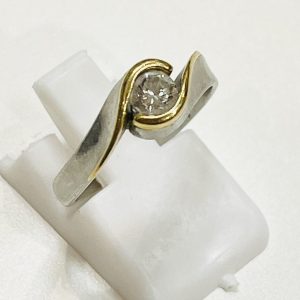 K18 Pt900 ダイヤモンド付きリング