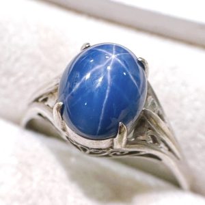 K18WG (18金ホワイトゴールド) スターサファイアリング