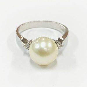 Pt900/プラチナ900 リング メレダイヤ パール 真珠