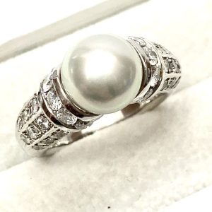 Pt900 プラチナ900 リング メレダイヤ パール