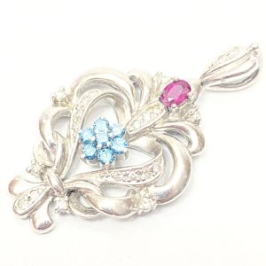 プラチナ Pt900 ルビー/ブルーダイヤ ネックレス