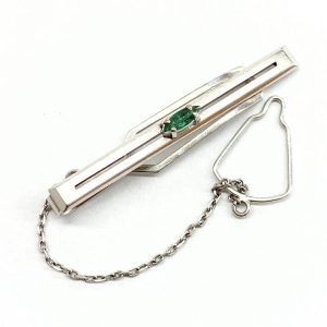 K14WG 14K ホワイトゴールド エメラルド ネクタイピン