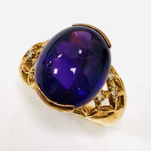 K18 アメシスト10ct&メレダイヤ0.06ct付リング