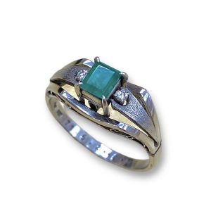 Pt850 エメラルド メレダイヤ リング