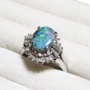 Pt900 オパール メレダイヤ リング
