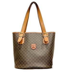 CELINE セリーヌ マカダム ハンドバッグ PVC ブラウン