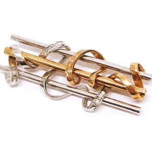 K18/Pt900 デザインブローチ