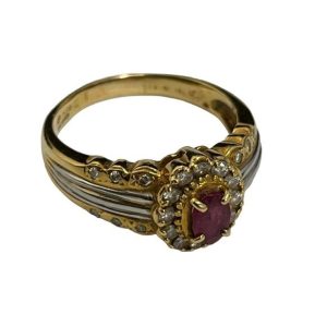 K18/Pt850 石付コンビリング