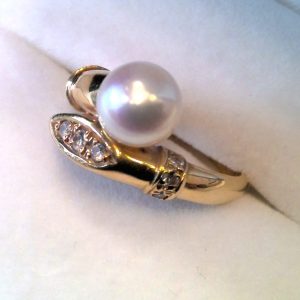 K18 パール付きリング