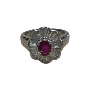 Pt850/プラチナ850 メレダイヤ付き ルビー リング　貴金属 ジュエリー