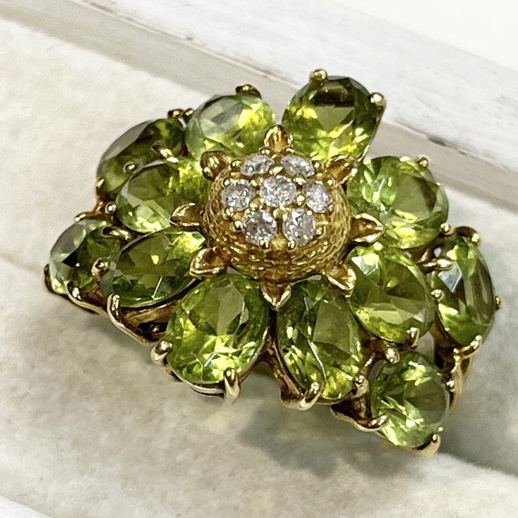 K18 peridot dia ring 18金 ペリドットダイヤ リング