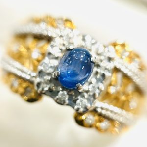 K18/Pt900 サファイアリング