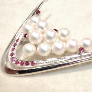 K14WG パールルビー ブローチ